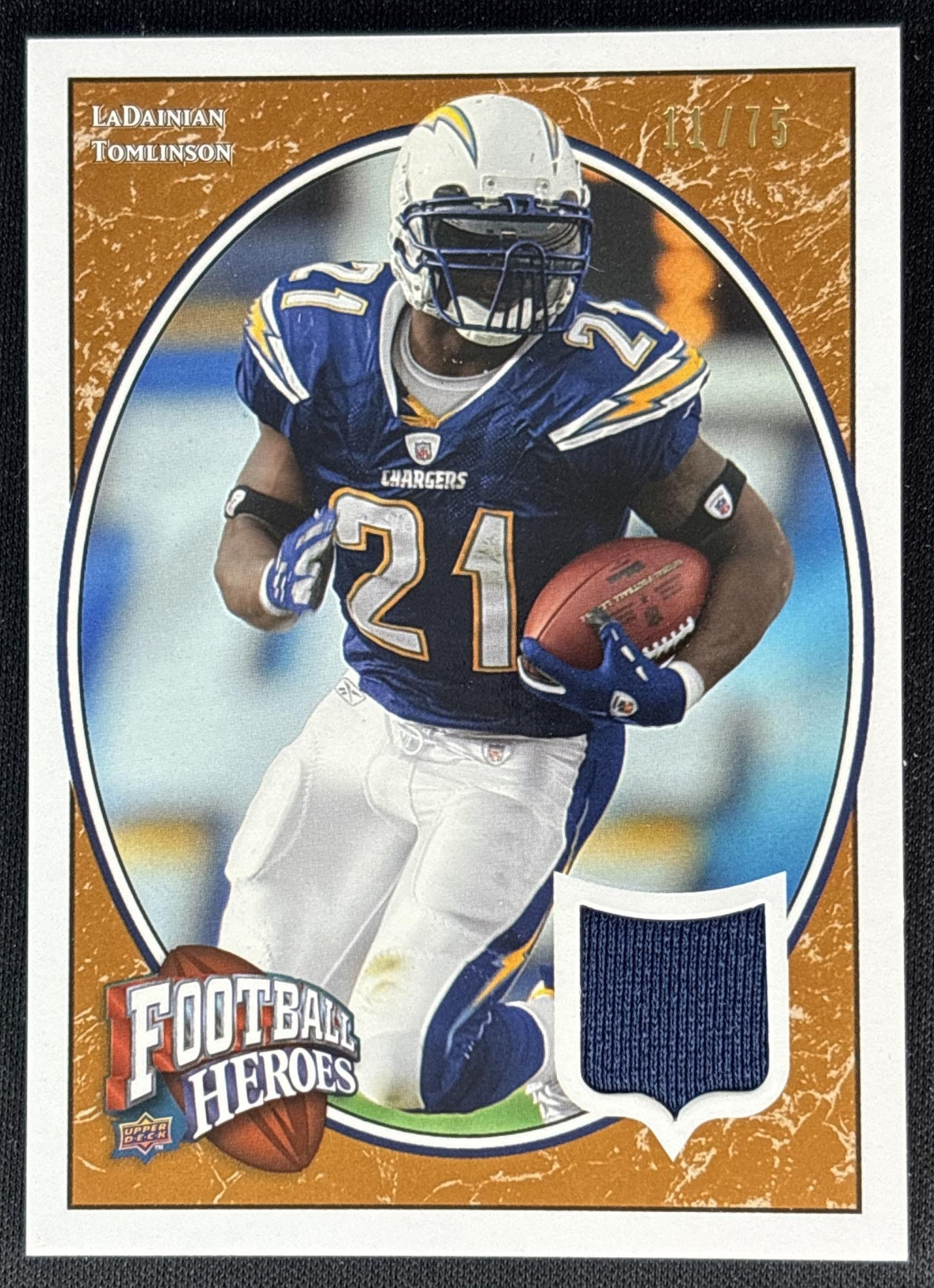 LaDainian Tomlinson 2008 Upper Deck Heroes Jerseys Bronze /75 Chargers Sports Trading Card