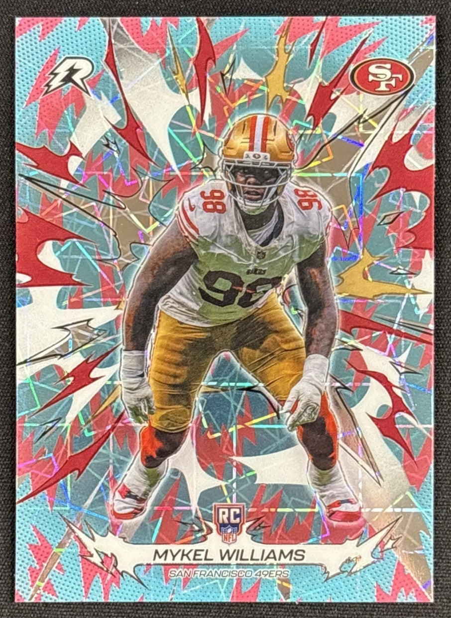 Mykel Williams 2025 Topps Resurgence Sky Blue and Pink Shock Refractor 49ers