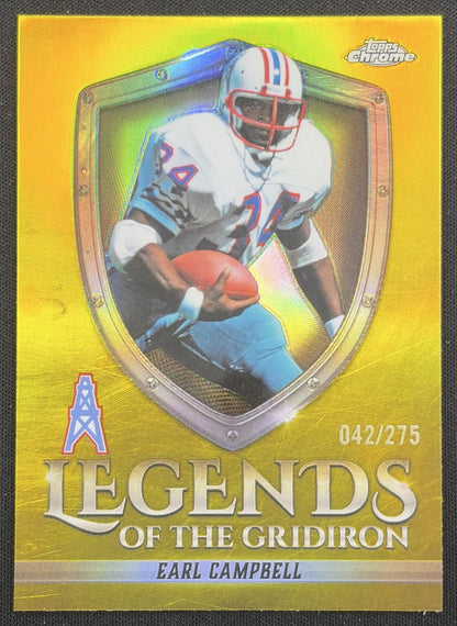 Earl Campbell 2025 Topps Chrome Legends of the Gridiron Yellow Refractor /275 Oilers Houston Oilers