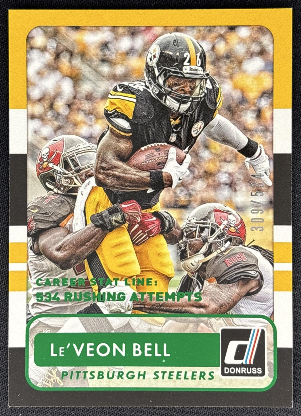Le Veon Bell 2015 Panini Donruss Stat Line Career Green /534 Steelers front