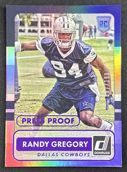Randy Gregory 2015 Panini Donruss Press Proof Purple /199 Cowboys