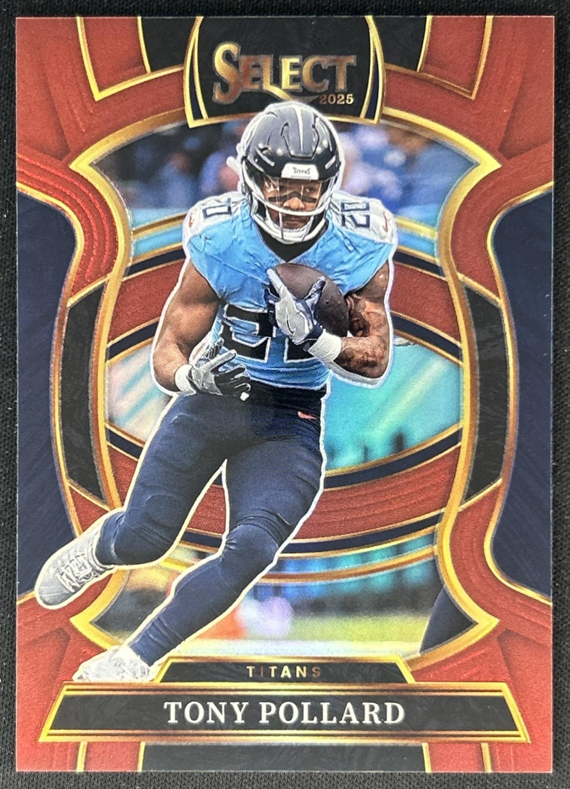 Tony Pollard 2025 Panini Select Concourse Marron Prizm /149 Titans front