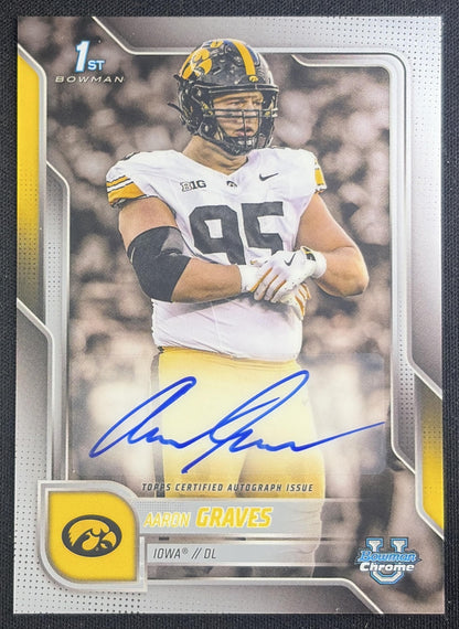 Aaron Graves 2025 Bowman Chrome University Prospect Auto Hawkeyes Sports Trading Card