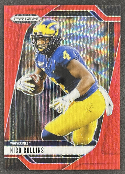 Nico Collins 2025 Panini Prizm Draft Picks Red Wave Wolverines Texans