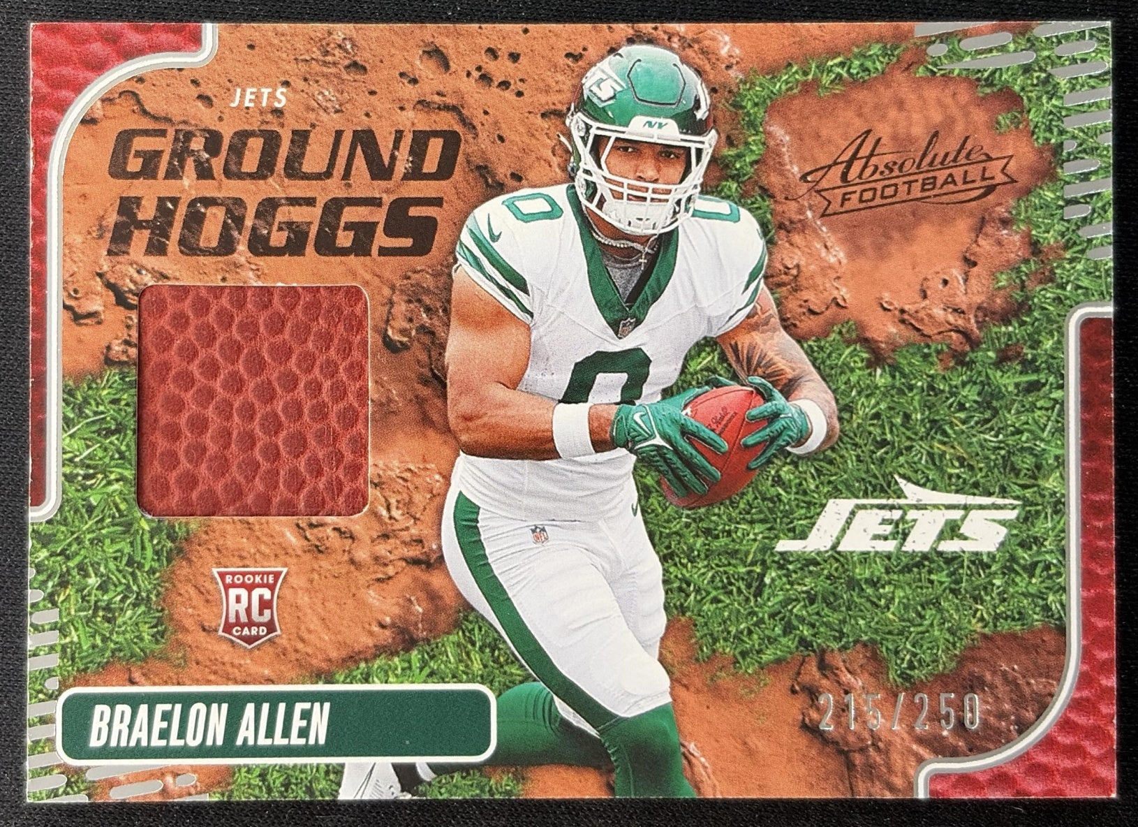 Braelon Allen 2024 Panini Absolute Ground Hoggs Materials /250 Jets Front