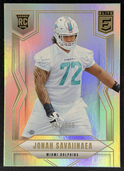 Jonah Savaiinaea 2025 Panini Donruss Elite Rookies /999 Dolphins