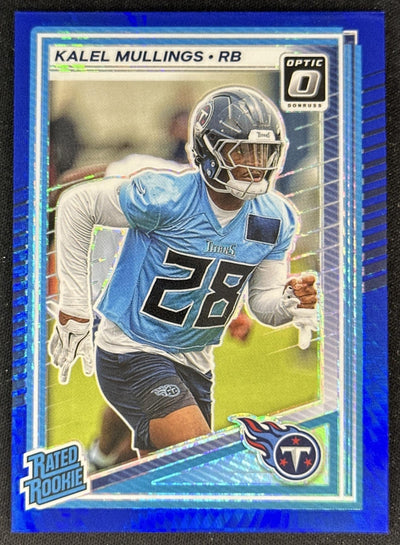 Kalel Mullings 2025 Panini Donruss Optic Rated Rookie Blue Hyper Prizm Titans Sports Trading Cards