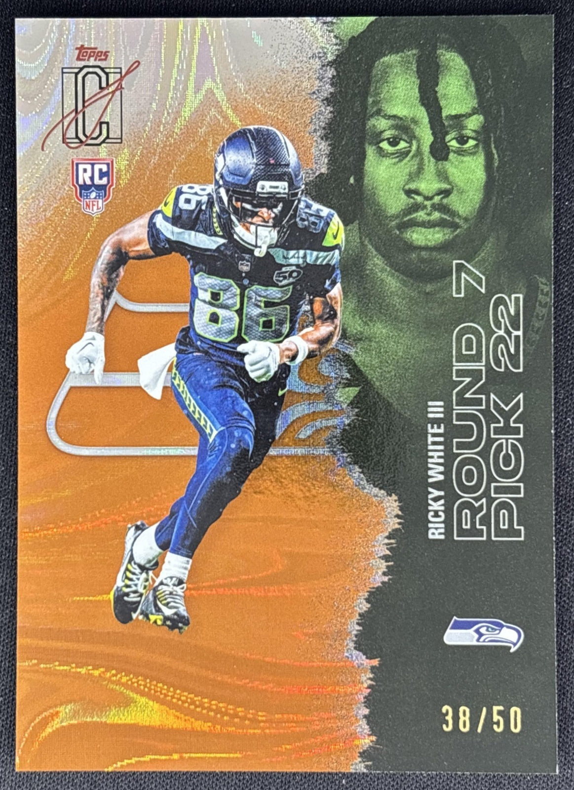 Ricky White III 2025 Topps Signature Class Rookie Orange Lava Foil /50 Seahawks front