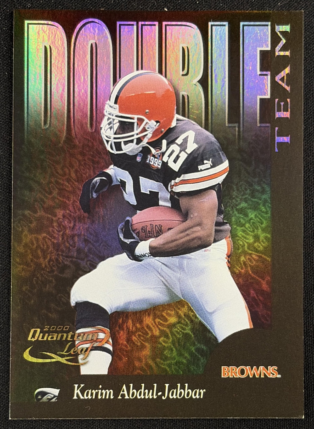 Karim Abdul-Jabbar Tim Couch 2000 Leaf Double Team /1500 Browns sports trading card front