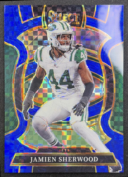 Jamien Sherwood 2025 Panini Select Concourse Blue Prizm /249 Jets front