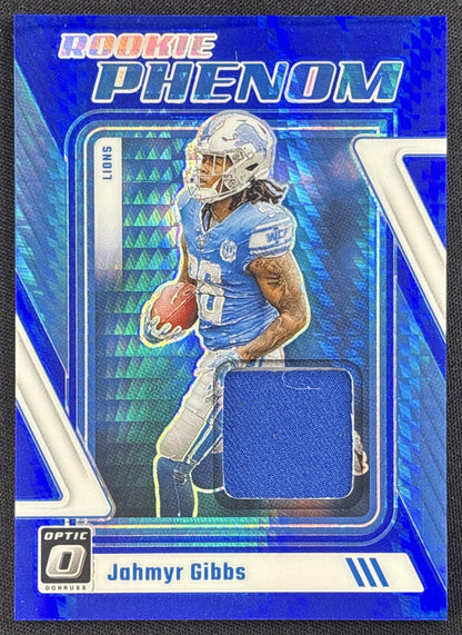 Jahmyr Gibbs 2023 Panini Donruss Optic Rookie Phenom Blue Hyper Lions