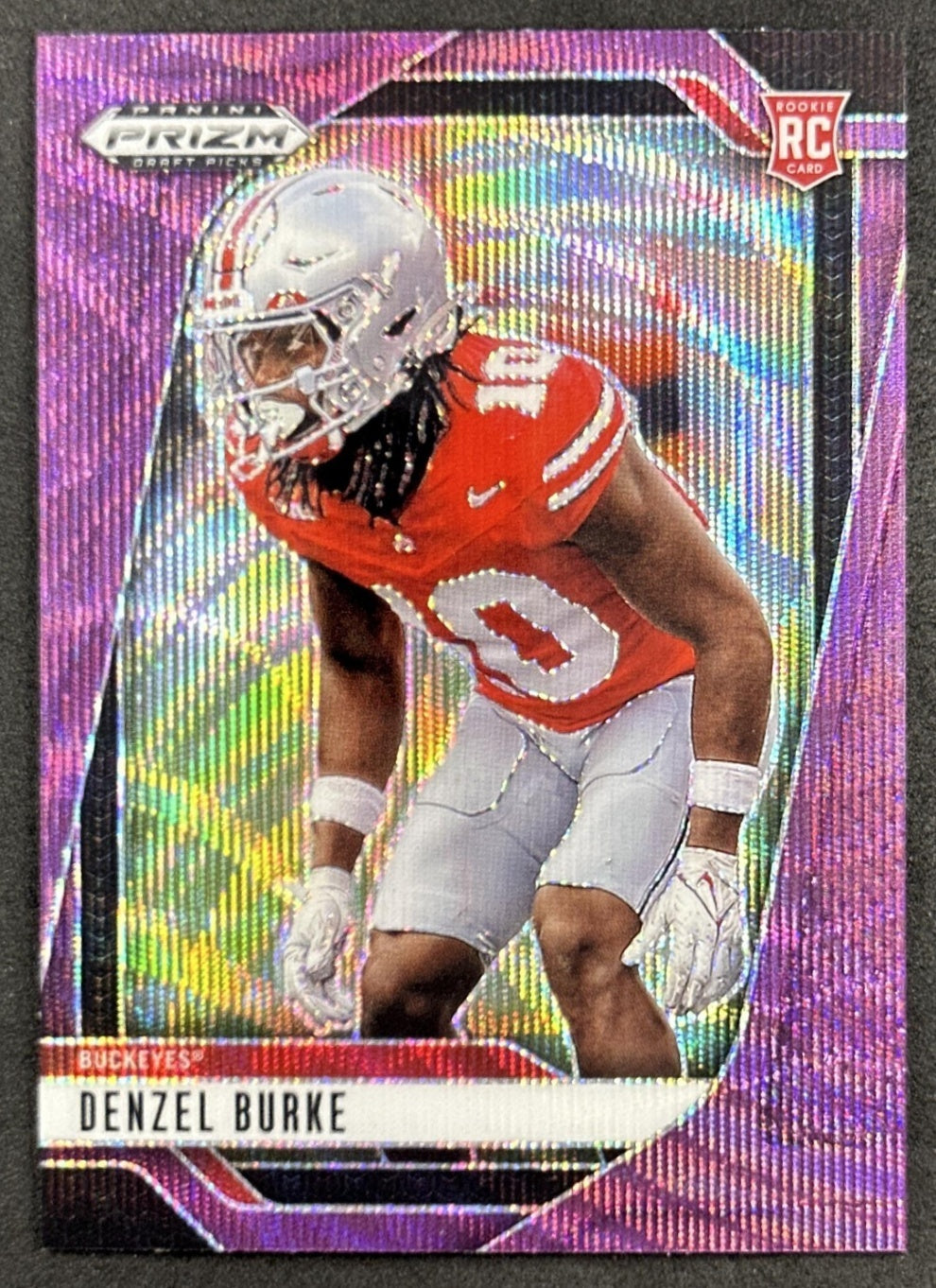 Denzel Burke 2025 Panini Prizm Draft Picks Purple Wave Buckeyes Titans