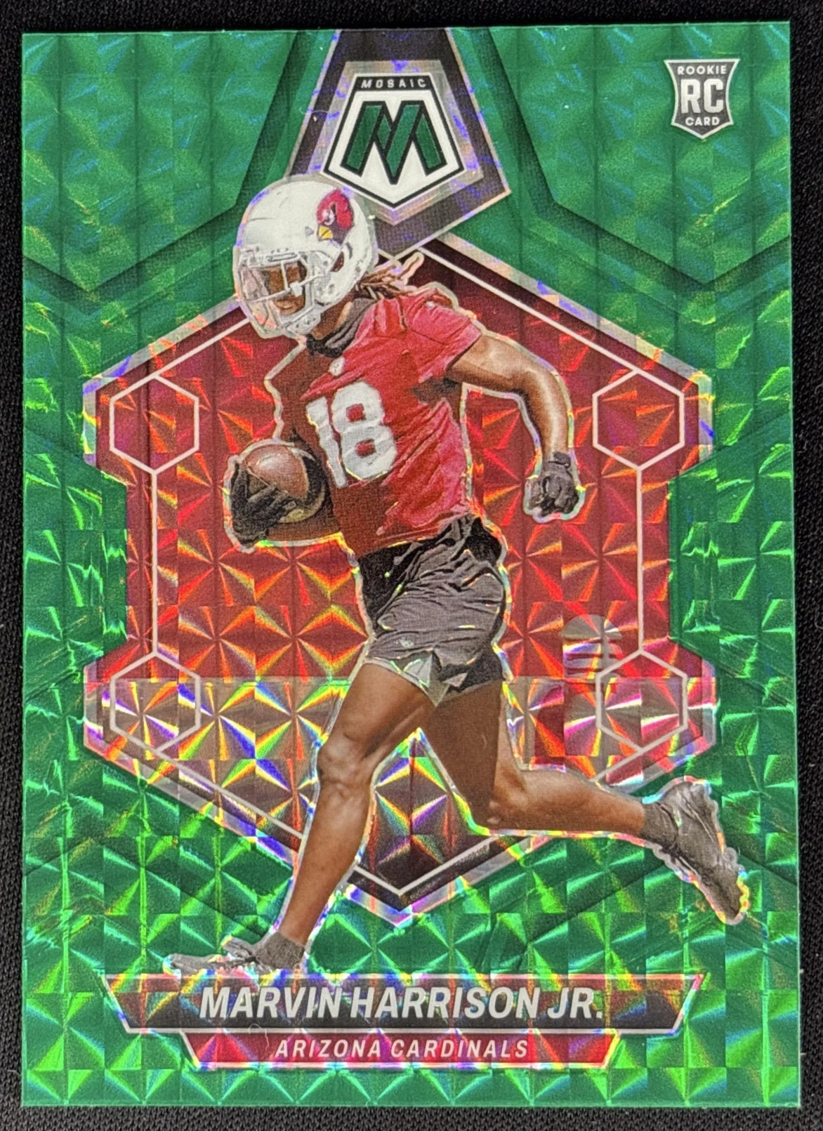Marvin Harrison Jr. 2024 Panini Mosaic Green Prizm Cardinals front