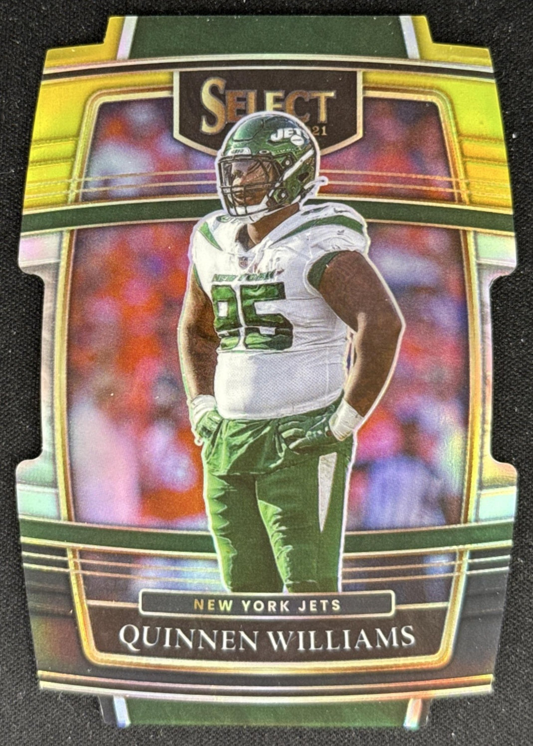 Quinnen Williams 2021 Panini Select Black and Gold Prizm Die Cut Jets Sports Trading Card