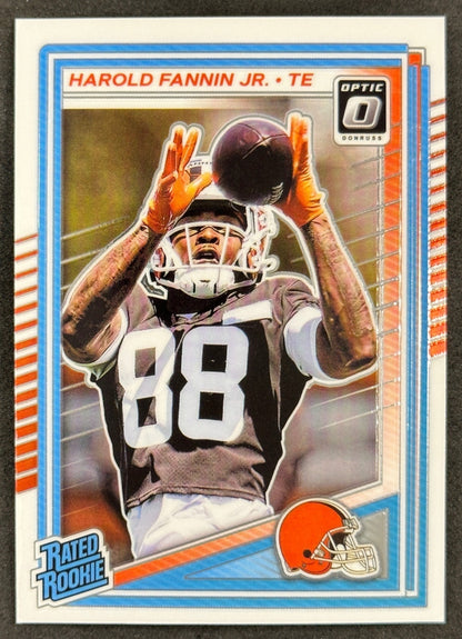 Harold Fannin Jr. 2025 Donruss Optic Rated Rookie Browns Sports Trading Card