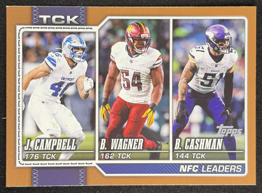 Bobby Wagner Blake Cashman Jack Campbell 2026 Topps Gold /2026 Lions Vikings Commanders Sports Trading Card