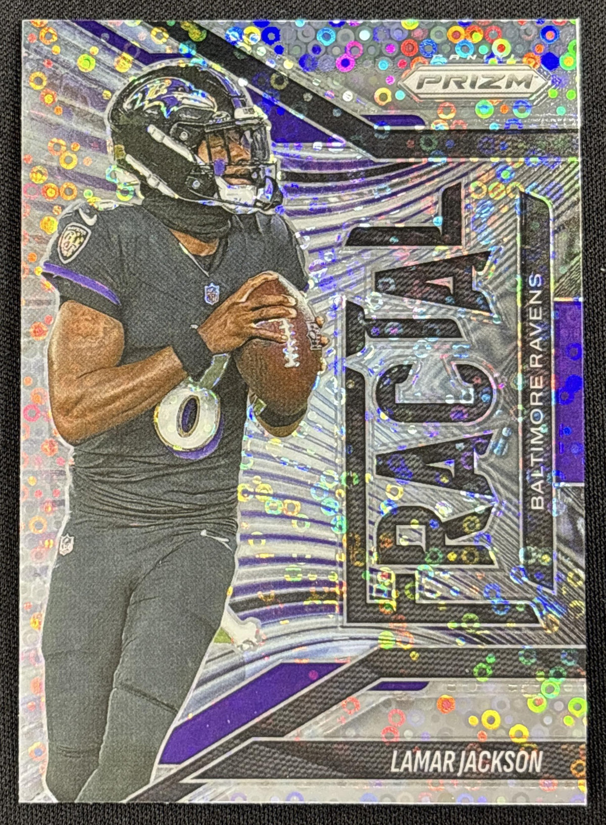 Lamar Jackson 2025 Panini Prizm Fractal No Huddle Ravens
