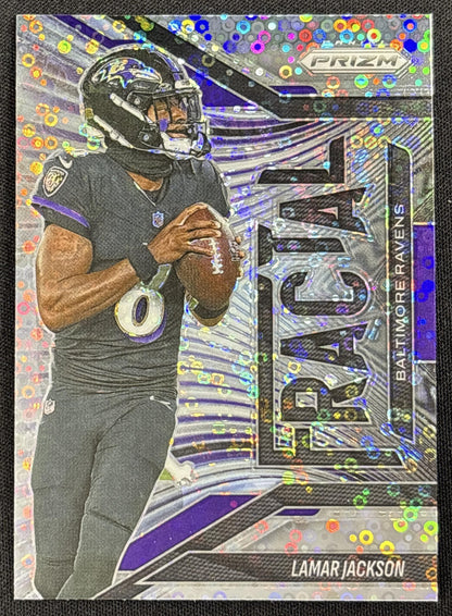 Lamar Jackson 2025 Panini Prizm Fractal No Huddle Ravens