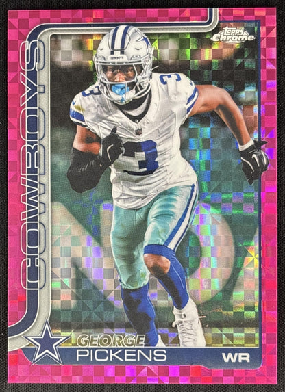 George Pickens 2025 Topps Chrome Hot Pink X-Fractor Cowboys Sports Trading Cards