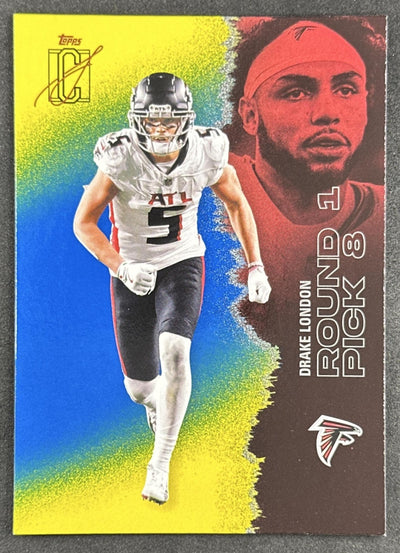 Drake London 2025 Topps Signature Class Veteran Blue & Yellow Foil Falcons Sports Trading Cards