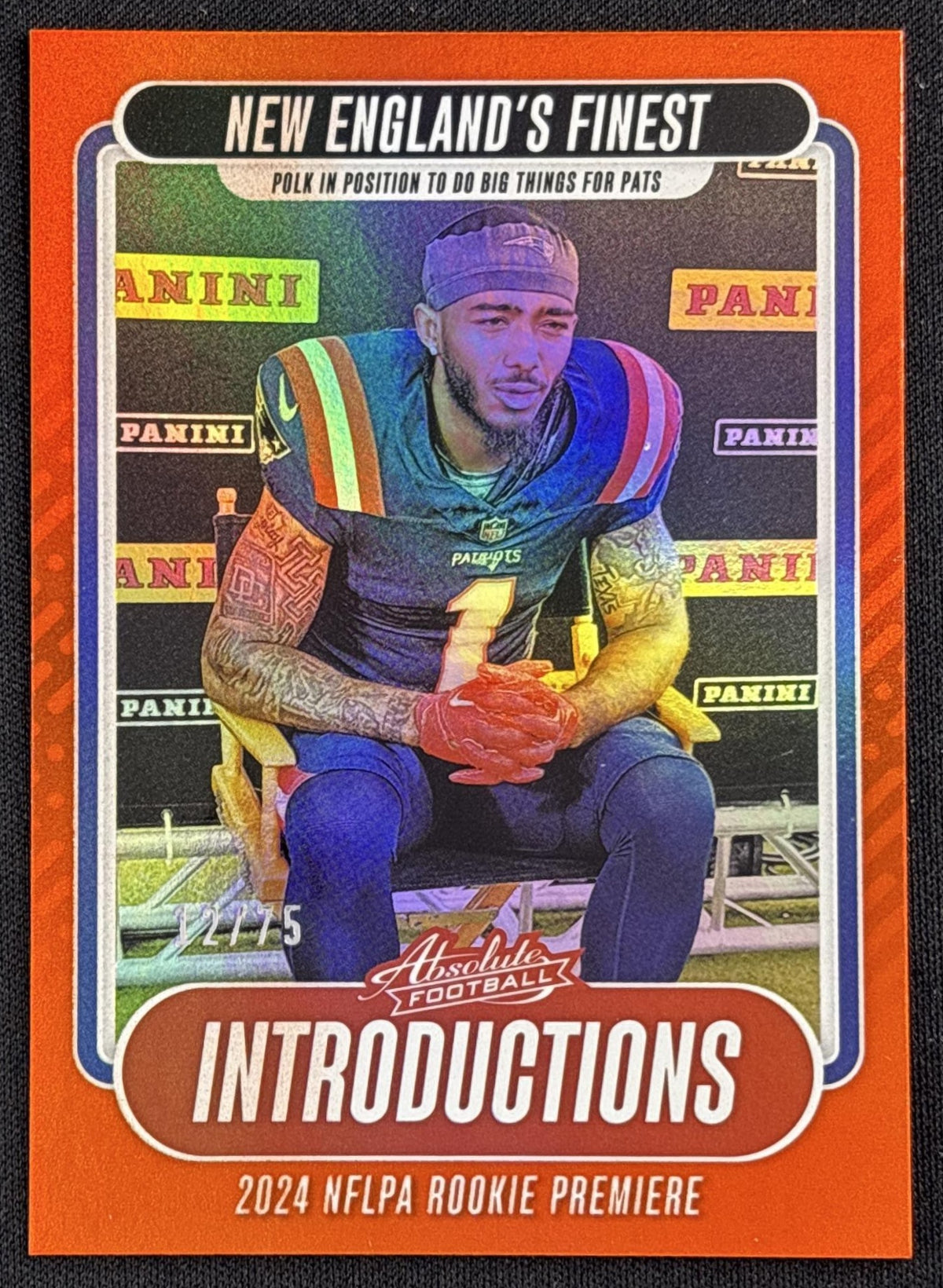 Ja'Lynn Polk U 2024 Panini Absolute Introductions Orange Spectrum /75 Patriots