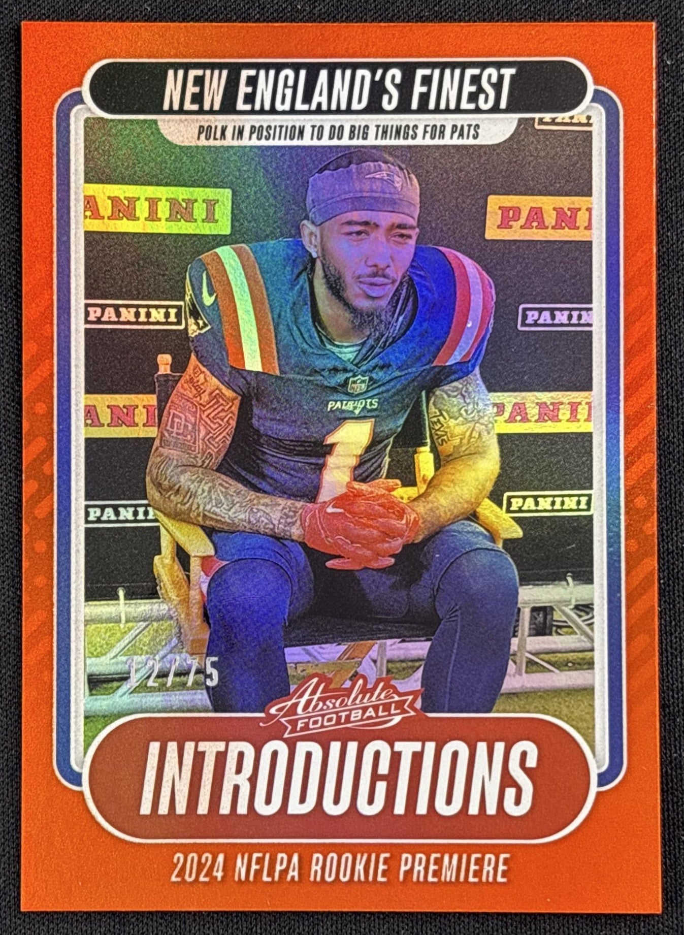 Ja'Lynn Polk U 2024 Panini Absolute Introductions Orange Spectrum /75 Patriots