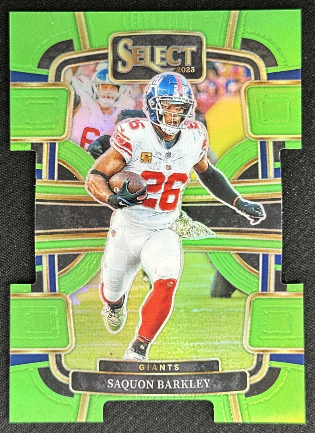 Saquon Barkley 2023 Panini Select Neon Green Prizms Die Cut /599 Giants