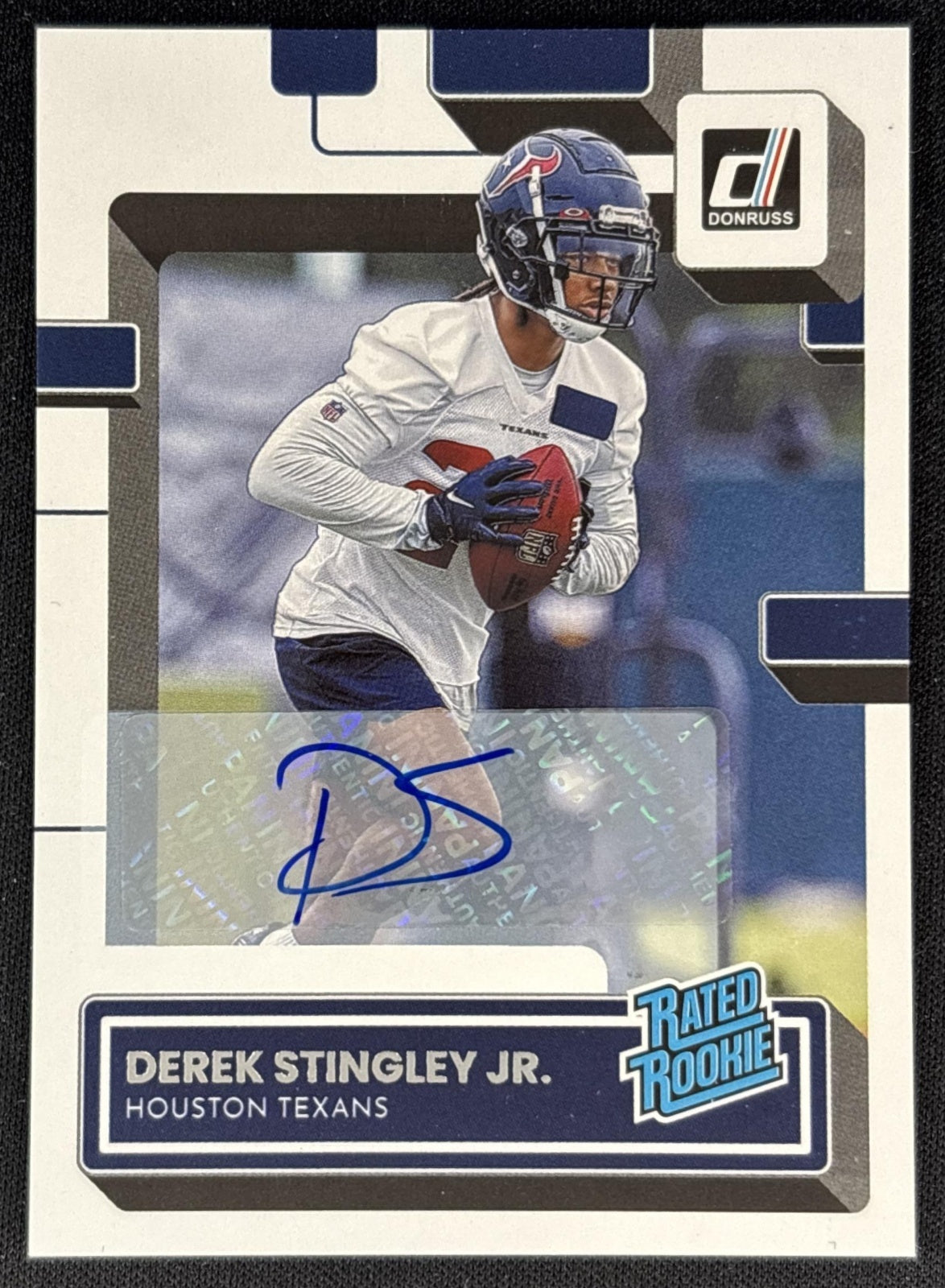 Derek Stingley Jr. 2022 Panini Donruss Rated Rookie Auto Texans front