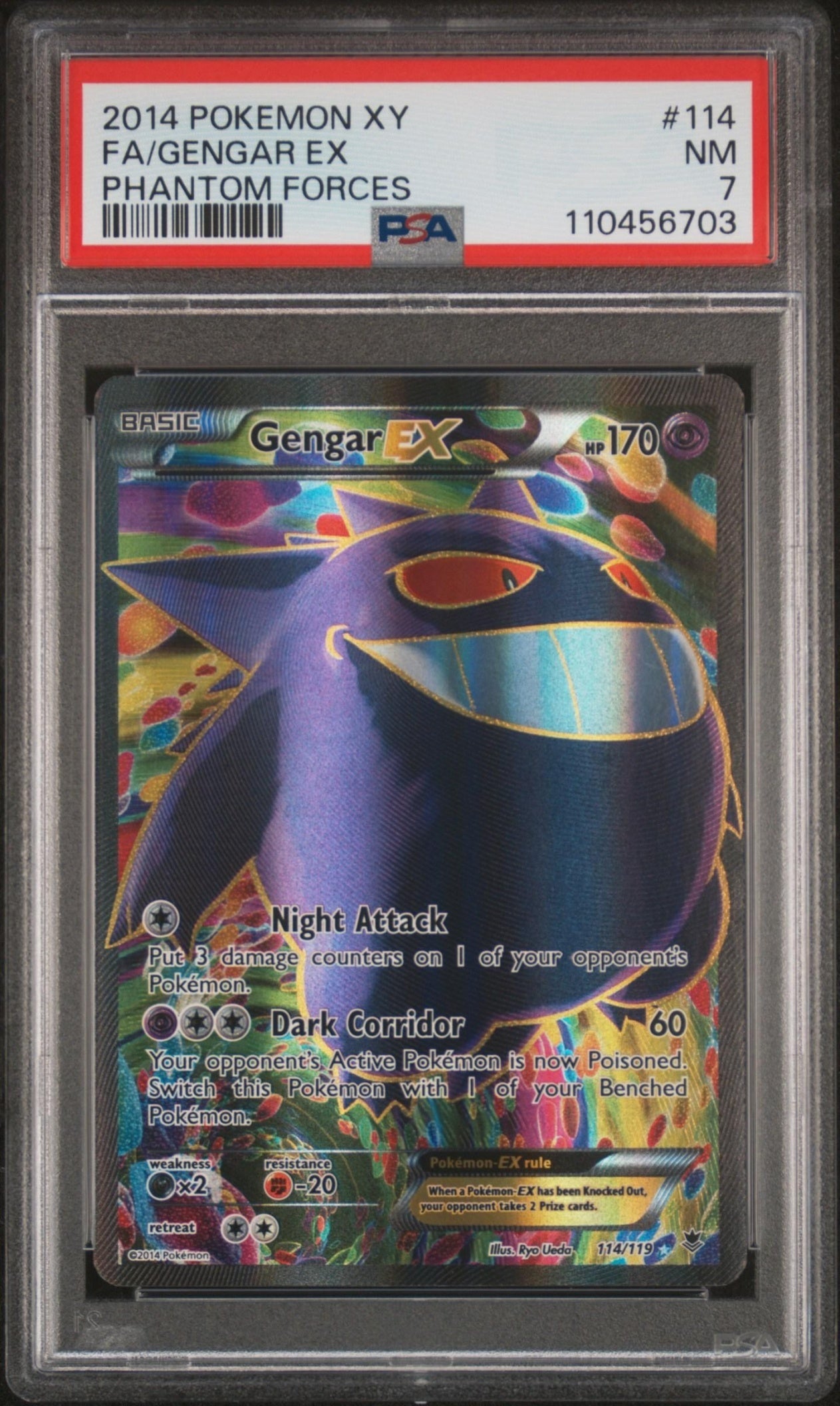 Gengar EX 2014 XY Phantom Forces PSA 7 - Front