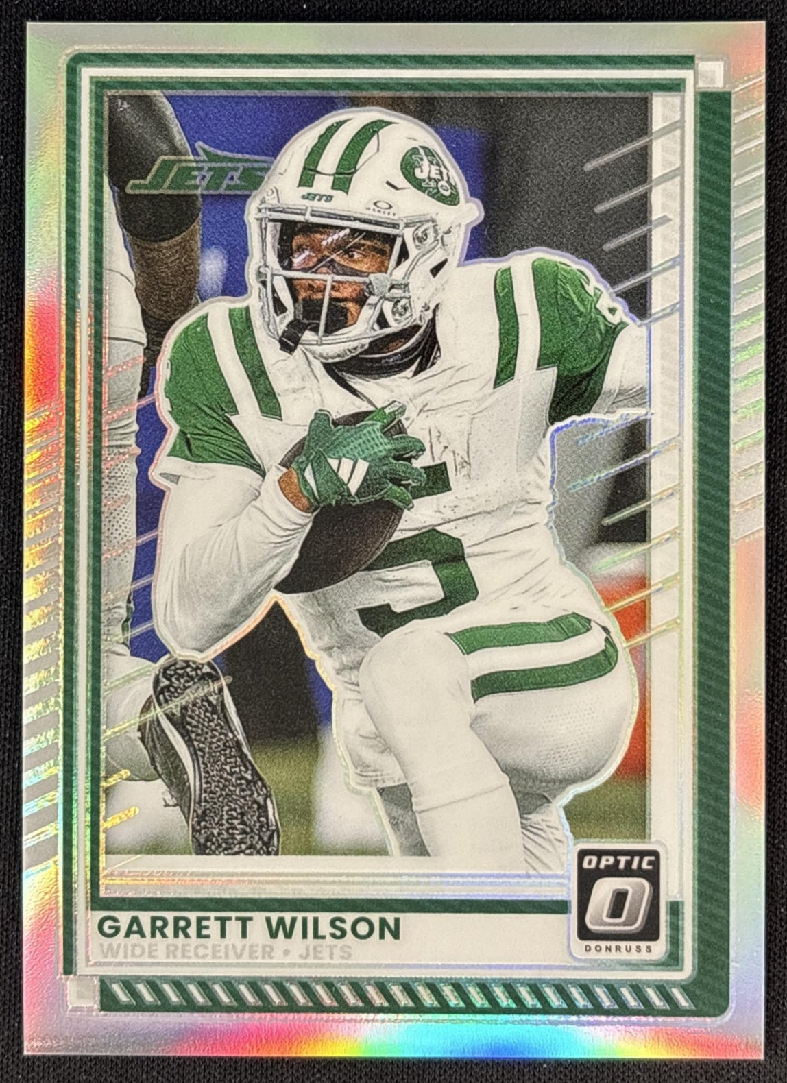 Garrett Wilson 2025 Panini Donruss Optic Holo Prizm Jets front