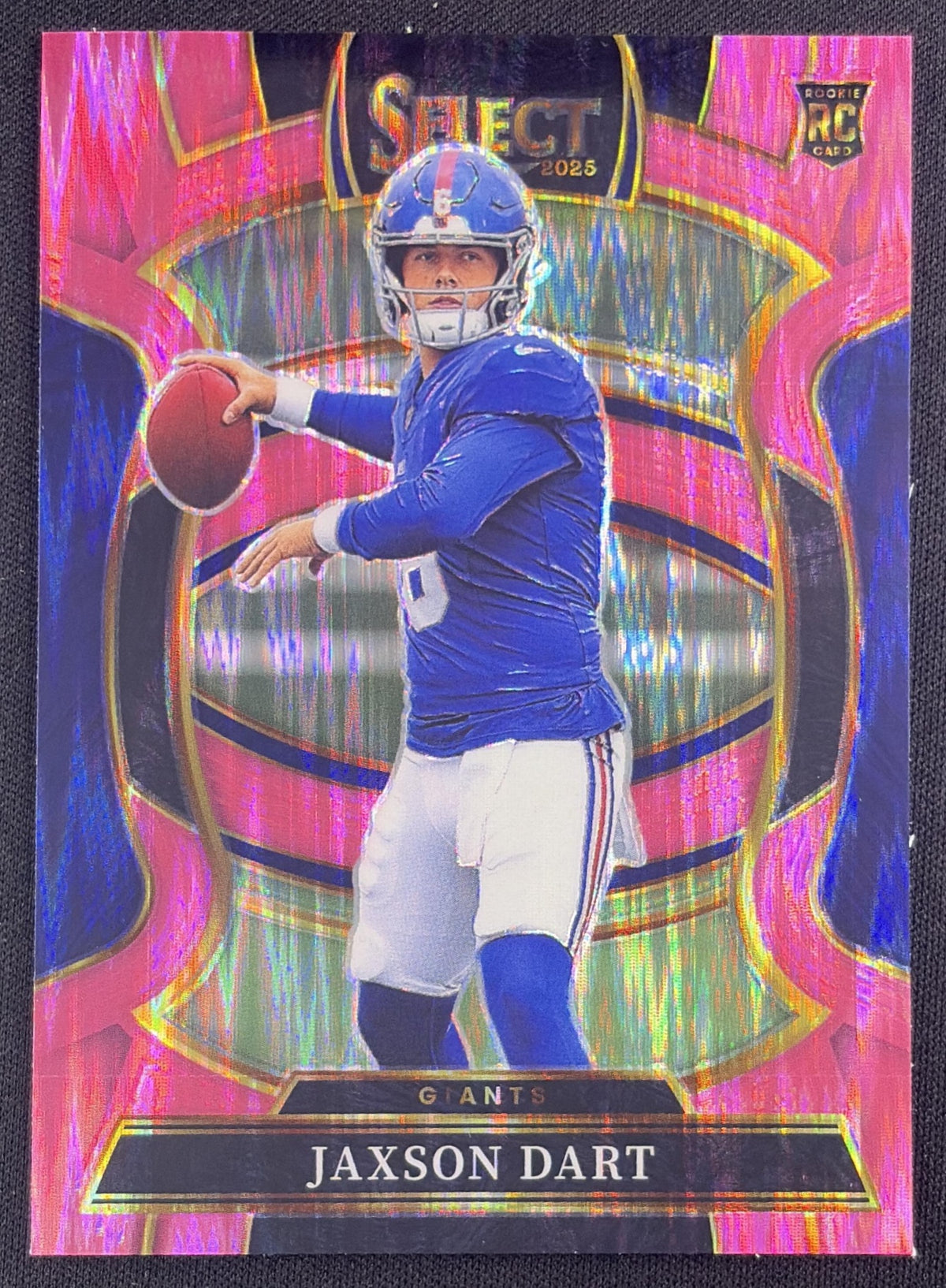 Jaxson Dart 2025 Panini Select Concourse Pink Prizm Shock Giants Sports Trading Card
