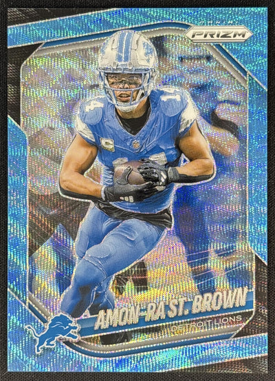 Amon-Ra St. Brown 2025 Panini Prizm Blue Wave /230 Lions front