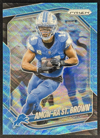 Amon-Ra St. Brown 2025 Panini Prizm Blue Wave /230 Lions front