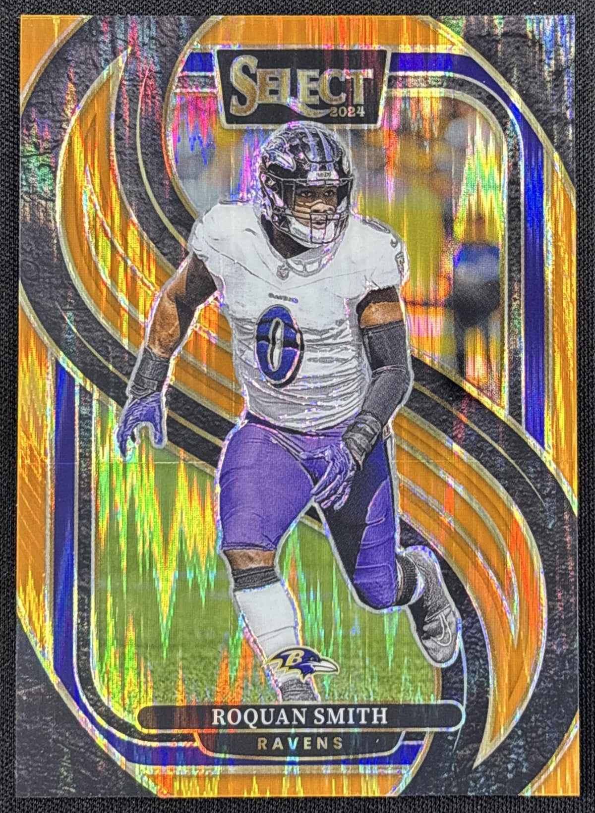 Roquan Smith 2024 Panini Select Premier Orange Prizm Shock /399 Ravens