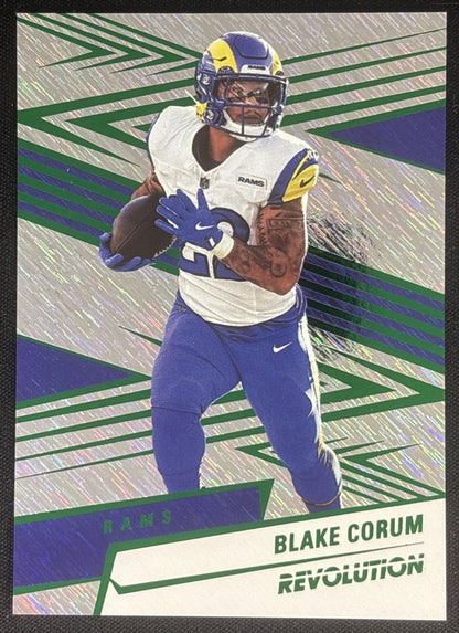 Blake Corum 2025 Panini Revolution Green Storm /699 Rams Los Angeles Rams Default Title Sports Trading Cards
