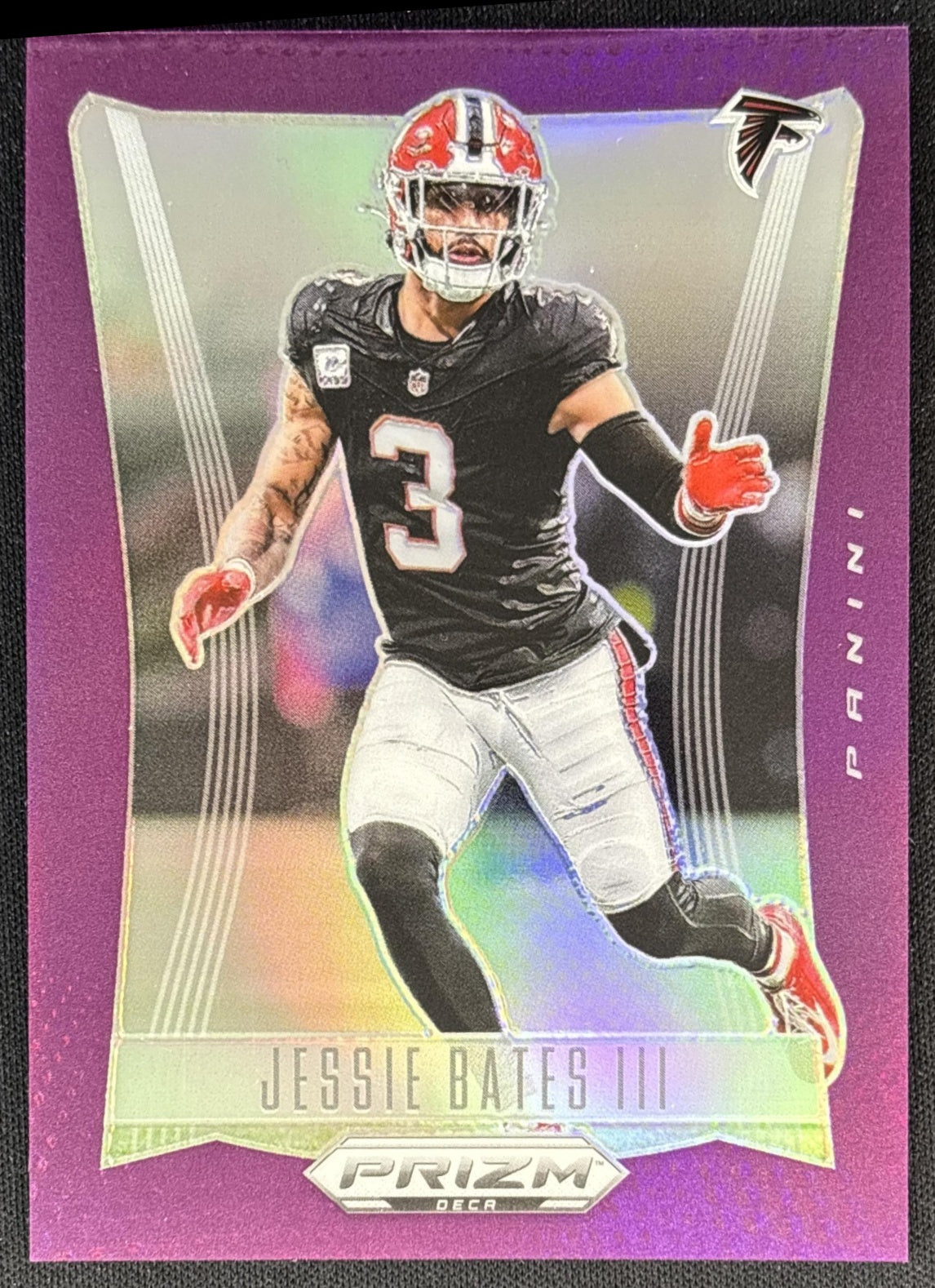 Jessie Bates III 2024 Panini Prizm Deca Purple /99 Falcons front