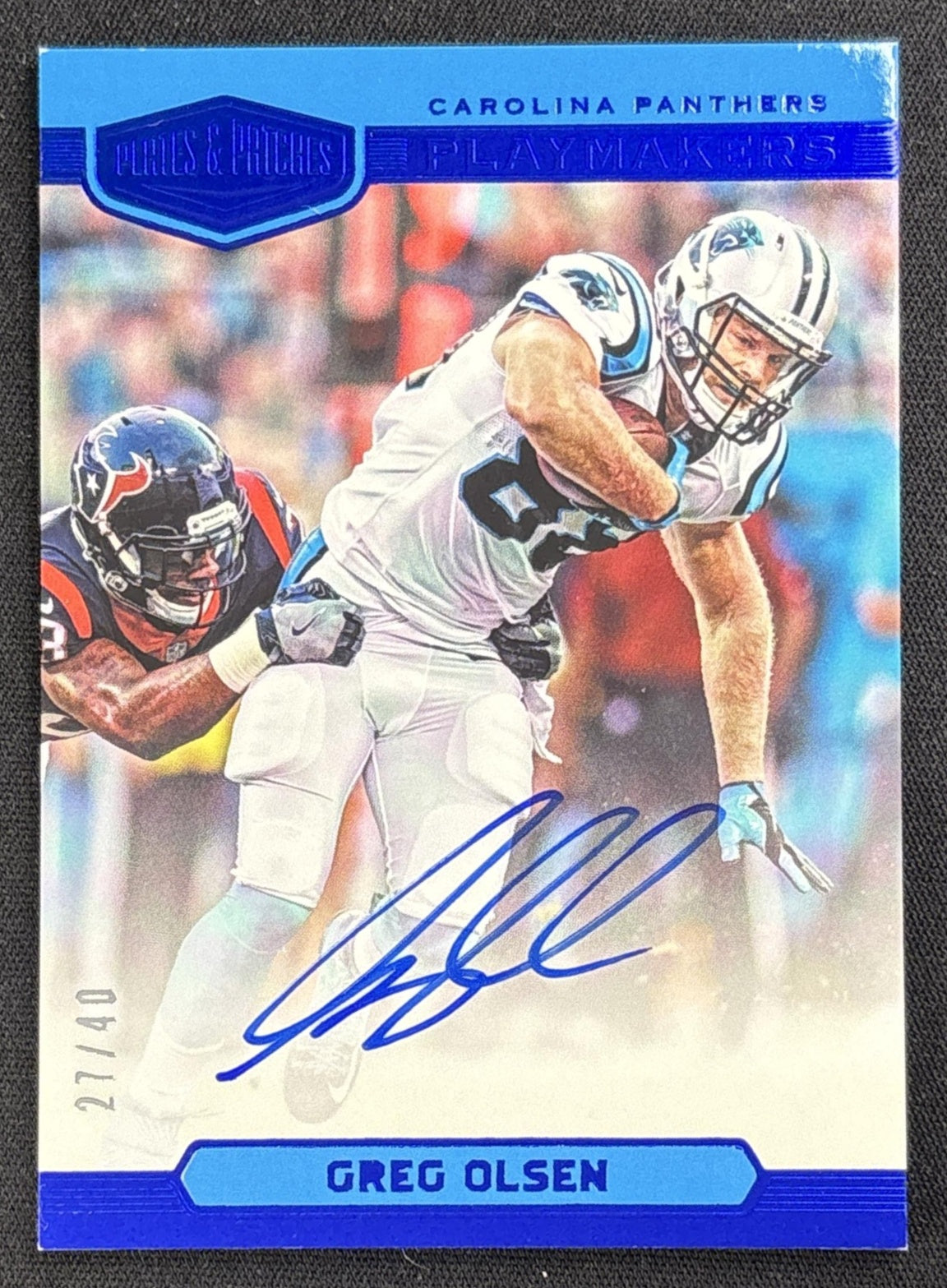 Greg Olsen 2018 Panini Plates & Patches Playmakers Blue /40 Panthers