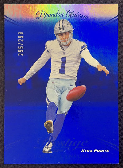Brandon Aubrey 2024 Panini Prestige Blue Premium Xtra Points /299 Cowboys