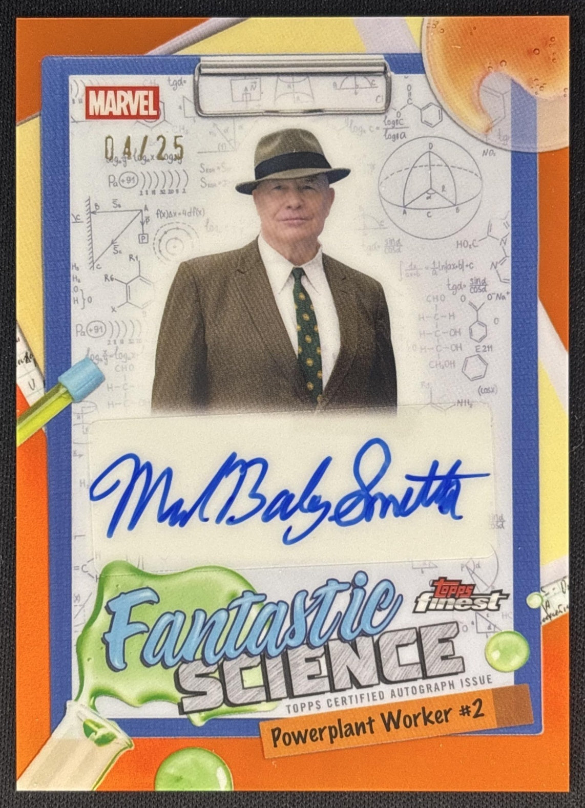 Michael Bailey Smith as Powerplant Worker #2 2026 Marvel Finest The Fantastic Four 65th Ann. Science Auto Orange Refractor /25