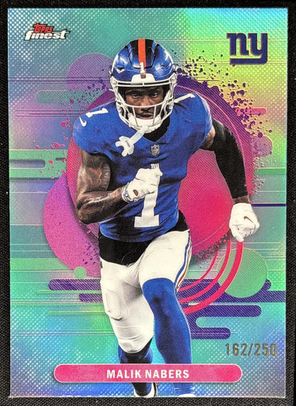 Malik Nabers 2025 Topps Finest Uncommon Sky Blue Refractor /250 Giants
