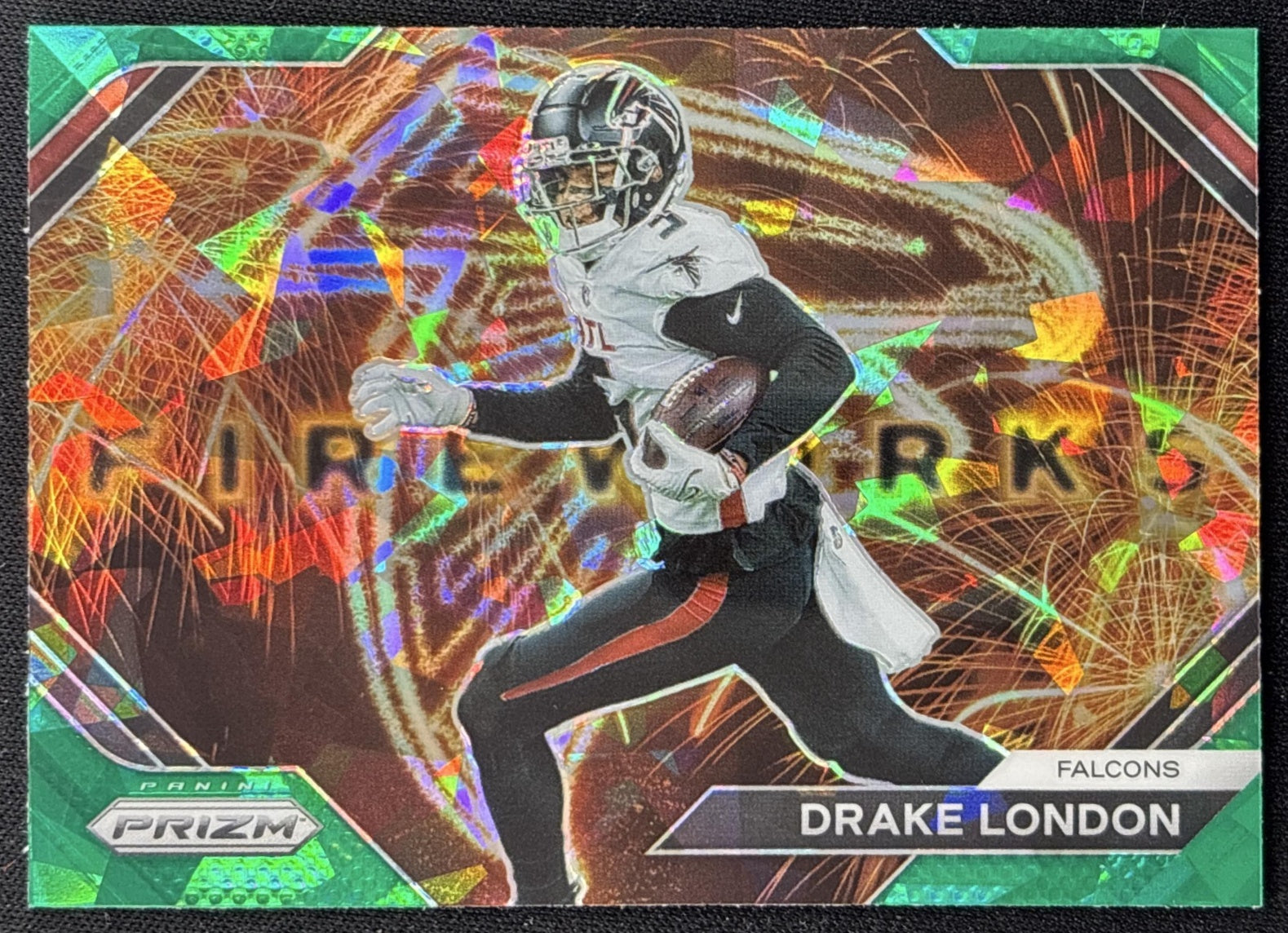 Drake London 2023 Panini Prizm Fireworks Prizms Green Ice Falcons Sports Trading Cards