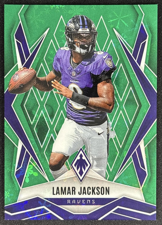 Lamar Jackson 2025 Panini Phoenix Green Winter Prizm /149 Ravens