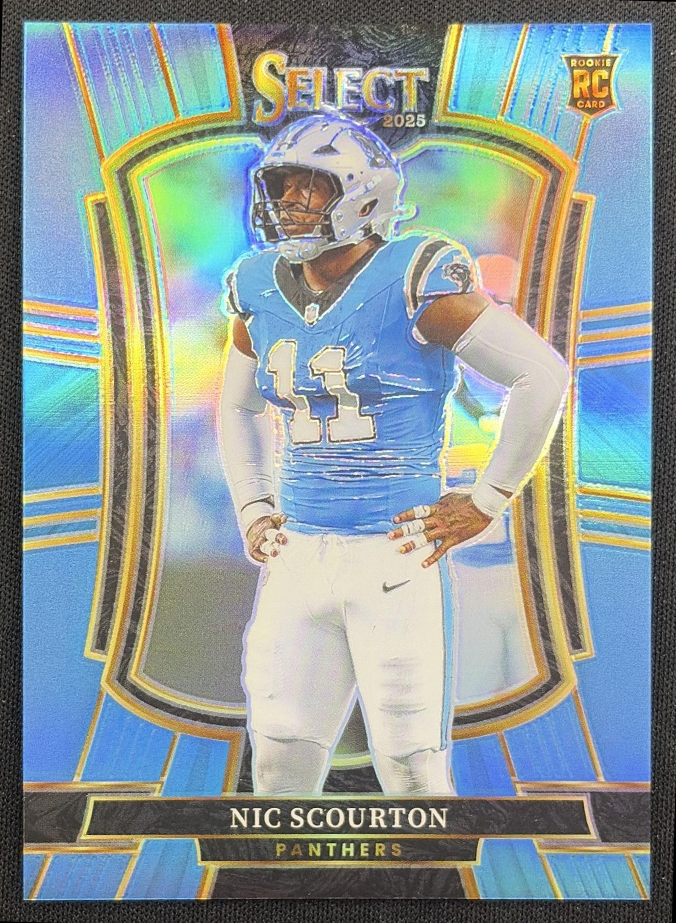 Nic Scourton 2025 Panini Select Premier Level Light Blue Prizm /99 Panthers Carolina Panthers