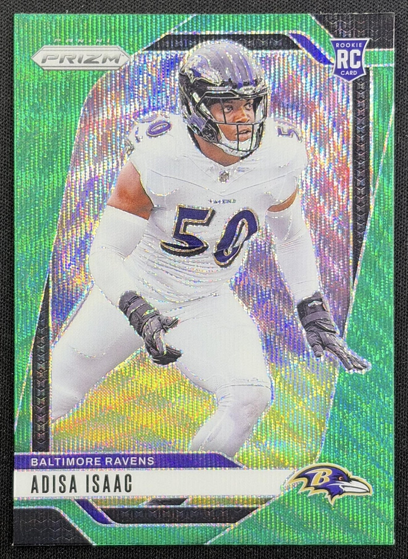 Adisa Isaac 2024 Panini Prizm Green Wave Ravens front