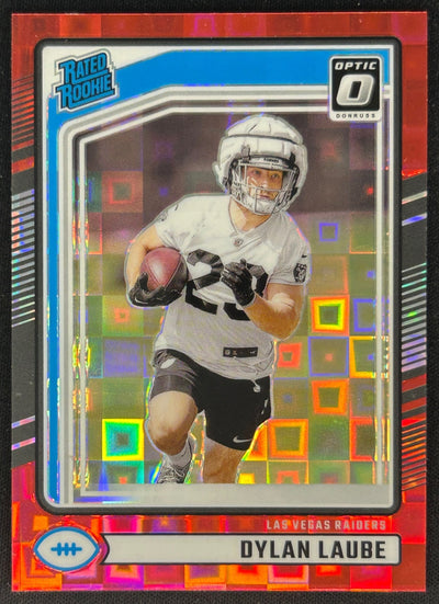 Dylan Laube 2024 Donruss Optic Rated Rookie Preview Red Pandora Raiders Sports Trading Cards