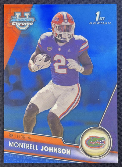 Montrell Johnson 2023 Bowman University Chrome Blue Refractor /199 Gators