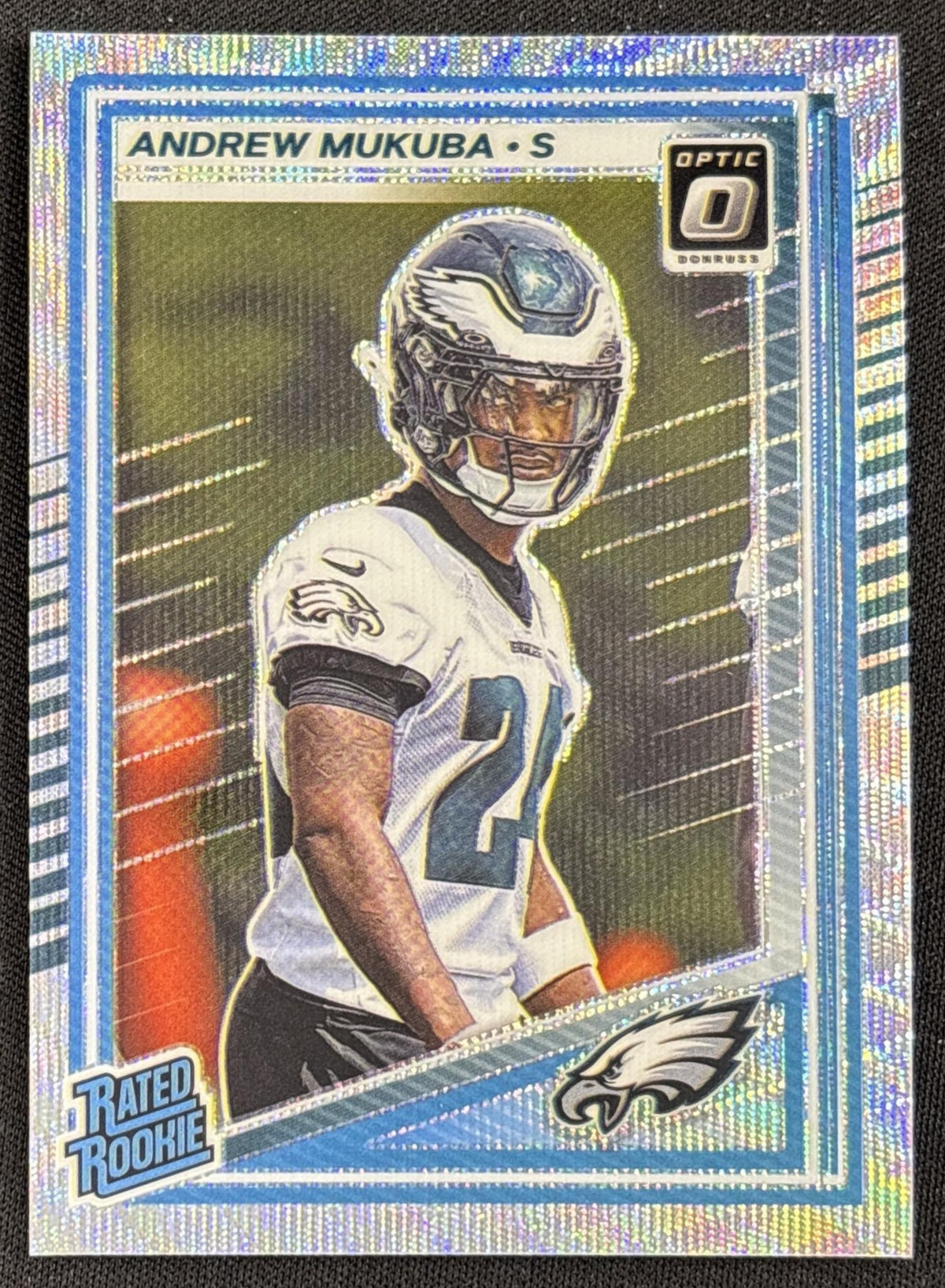Andrew Mukuba 2025 Panini Donruss Optic Rated Rookie Wave Prizm /300 Eagles