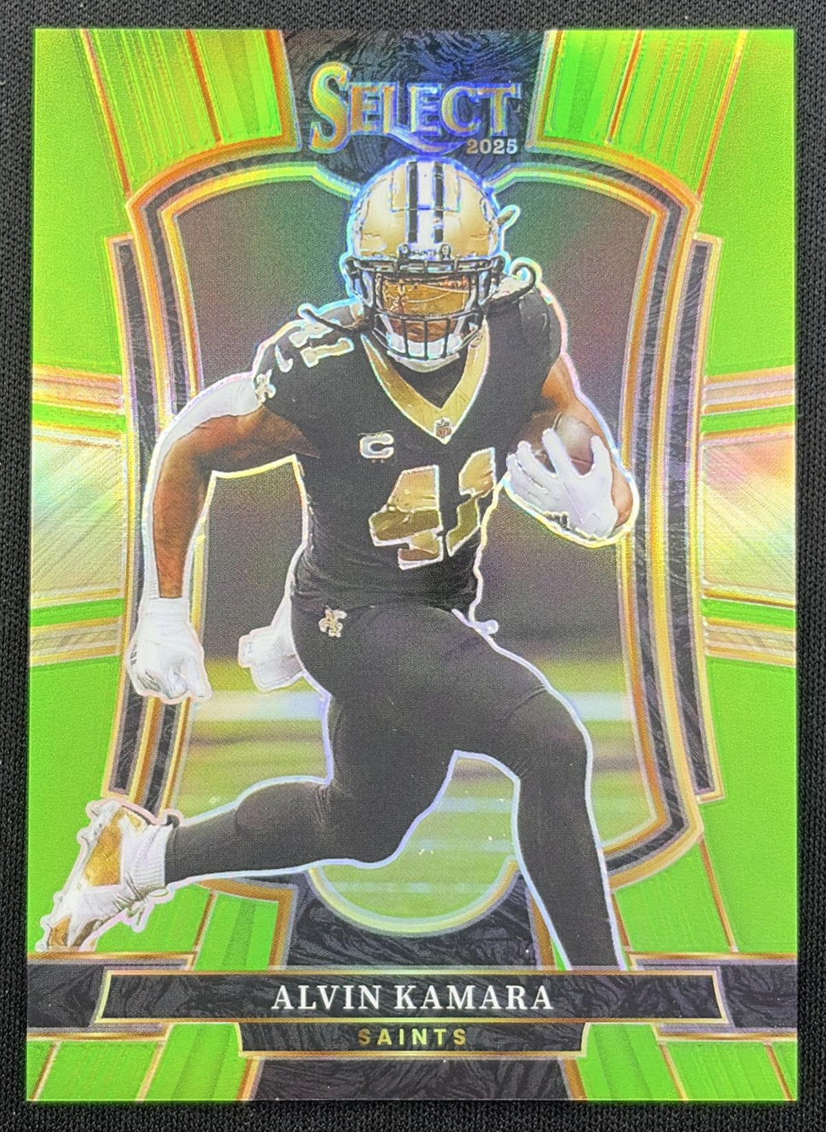 Alvin Kamara 2025 Panini Select Premier Level Neon Green Prizm /49 Saints New Orleans Saints