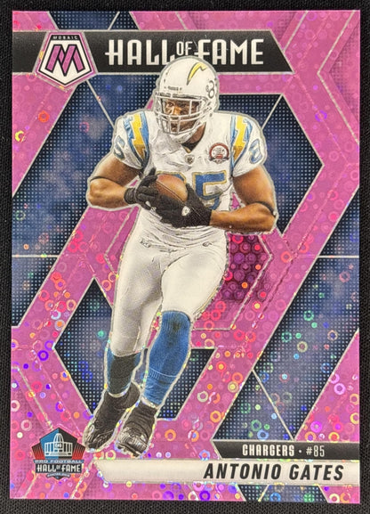 Antonio Gates 2025 Panini Mosaic Hall of Fame No Huddle Pink Prizm /20 Chargers