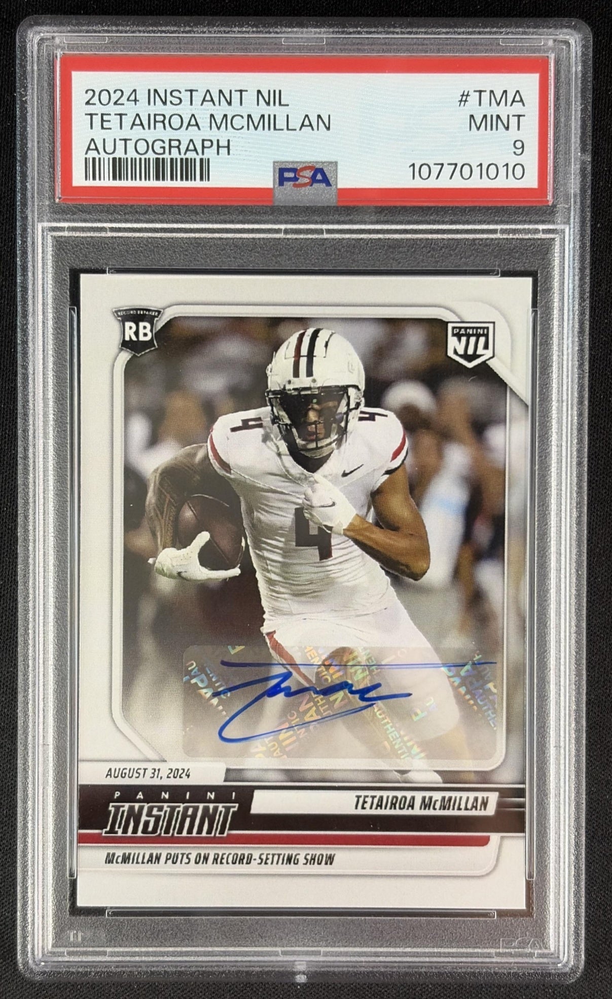 Tetairoa McMillan 2024 Panini Instant NIL Auto /99 PSA 9 Panthers Sports Trading Card
